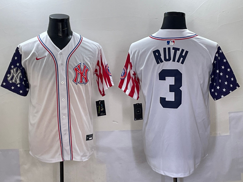 Men 2025 MLB New York Yankees 3 Ruth white jersey style 19